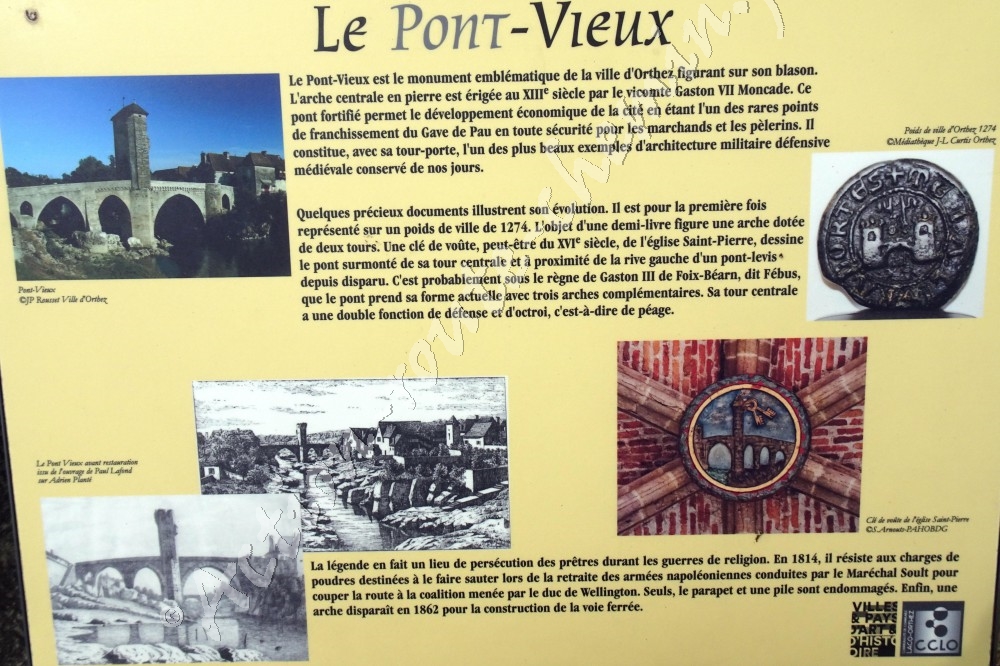 Informations sur le pont vieux d´Orthez sur le gave de Pau