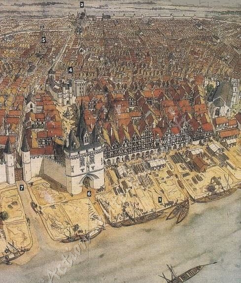 Plan de Bordeaux médiéval au XVe siècle
