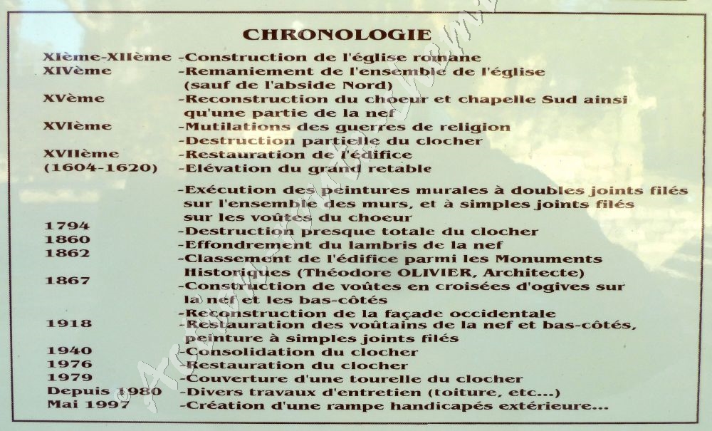 Chronologie eglise st pierre auvillar