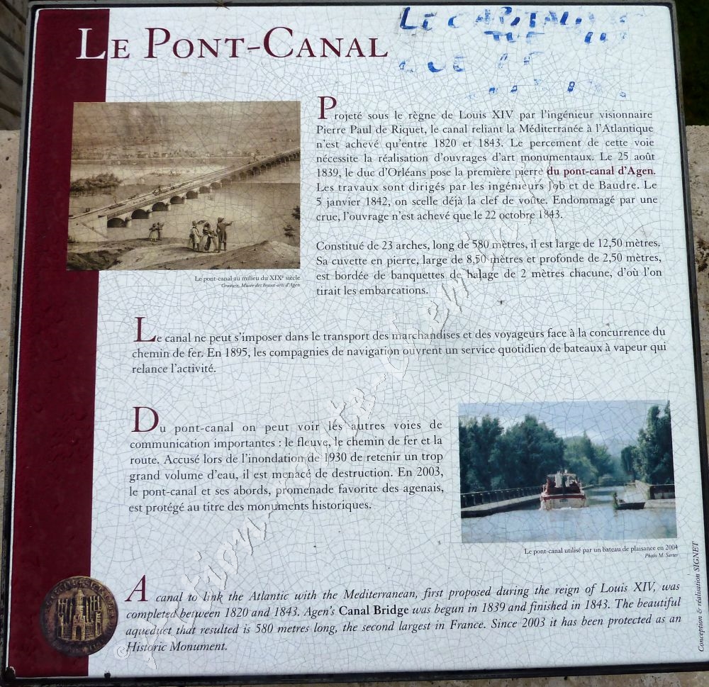 Historique pont canal agen