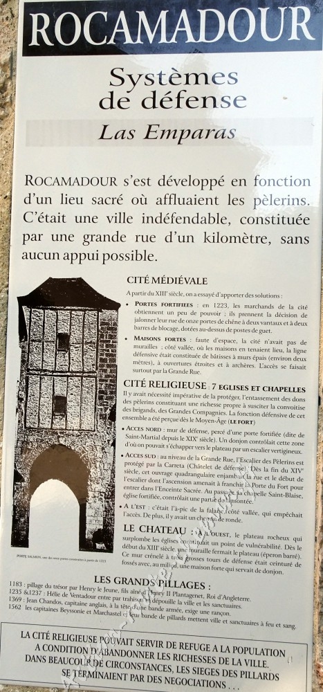 Système de défense et pillages de Rocamadour