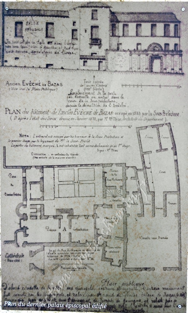 Plan du dernier palais episcopal de la ville de Bazas