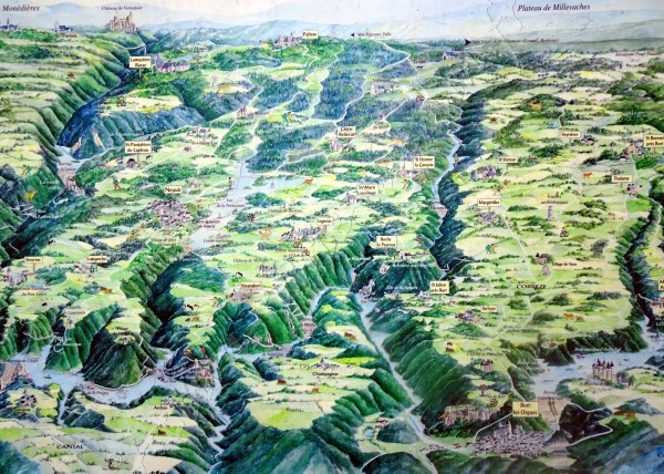 Dordogne et le belvédère de Gratte-Bruyère - carte en relief