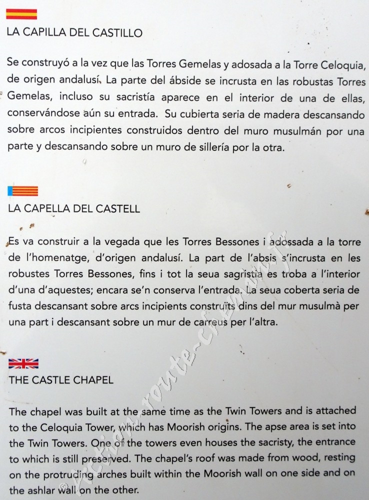Information sur la chapelle au château de Xivert