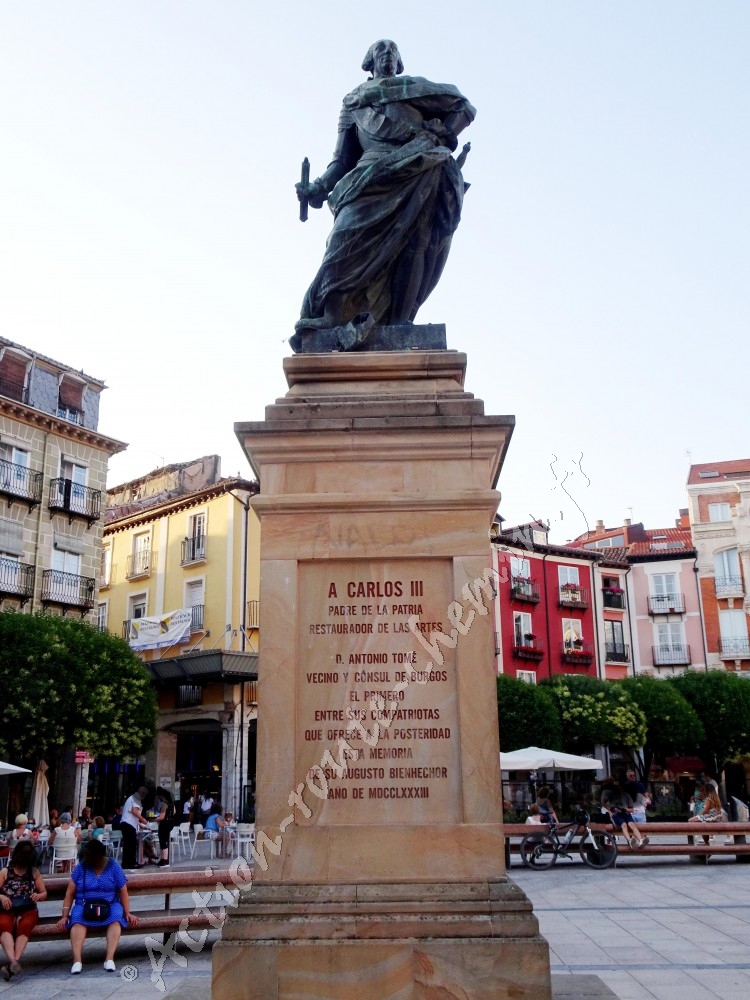 Statue de carlos lll dans plaza major de burgos