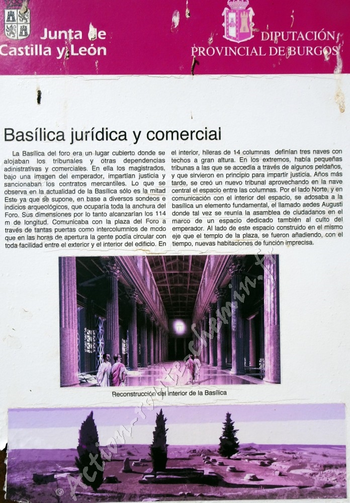 Panneau informatif basilique de Clunia - cité gallo romaine Penalba de Castro