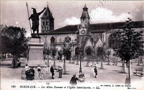Bordeaux basilique saint seurin rue damour et statue