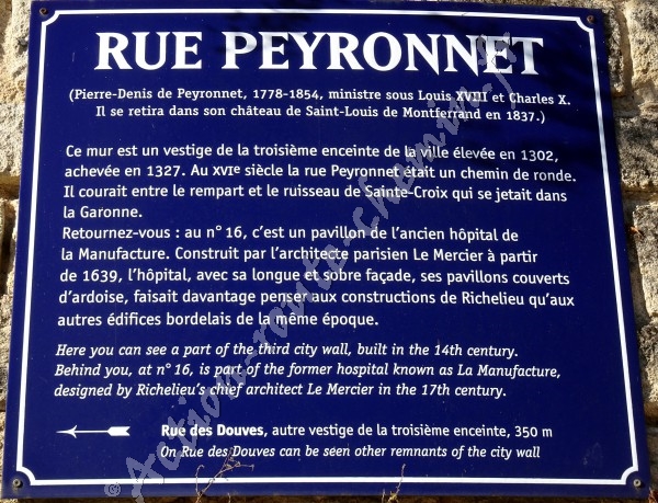Bordeaux enseigne explicative rue peyronnet