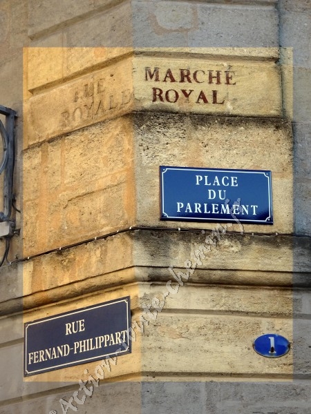 Bordeaux plaque de rue place du parlement